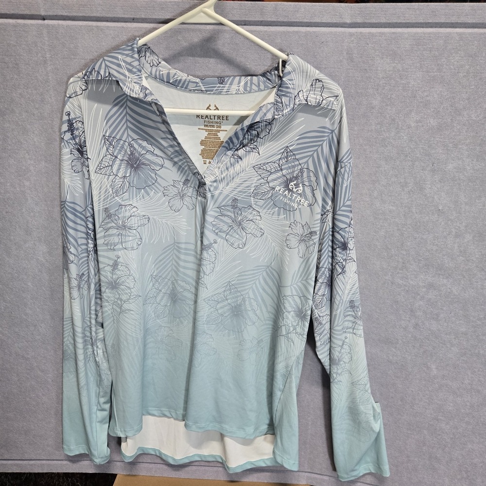 Realtree Fishing  Long Sleeve 2XL Shirt Blue Ombre  Polyester/Spandex